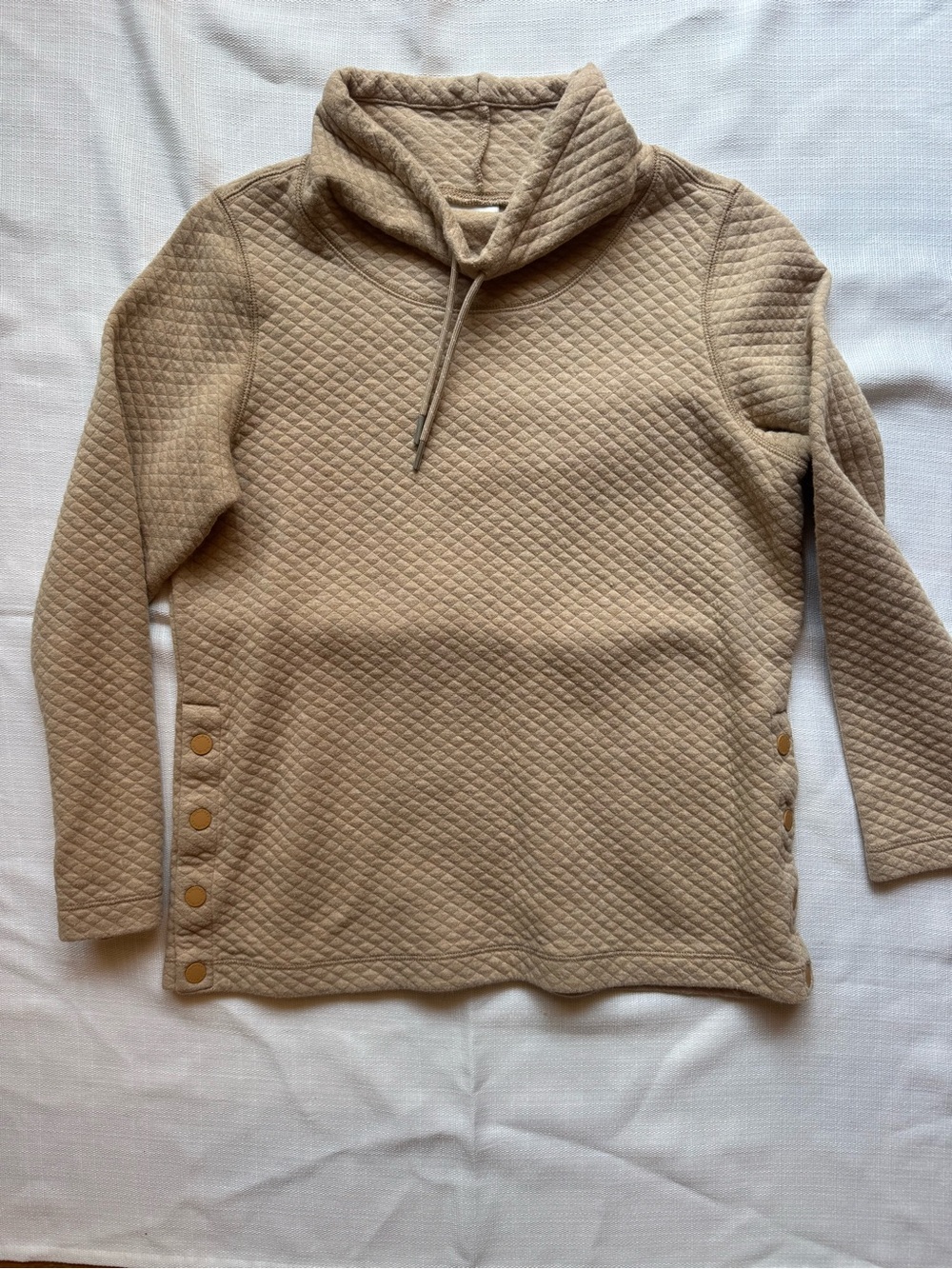 L.L. Bean Quilted Funnel Neck Pullover - Tan